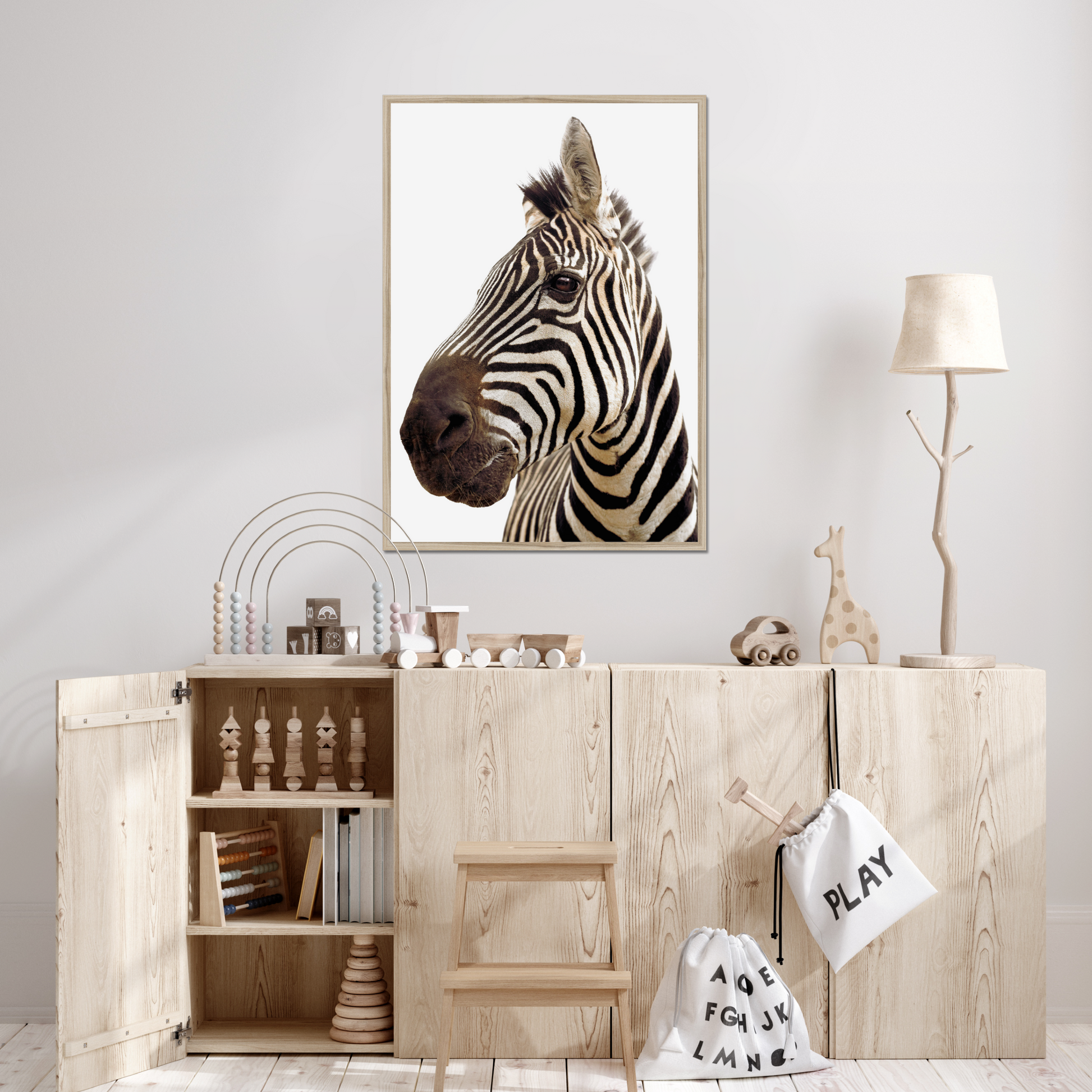 Stunning Zebra Portrait on White | Fine Art Animal and Wildlife Photography Prints by Steve Grubman